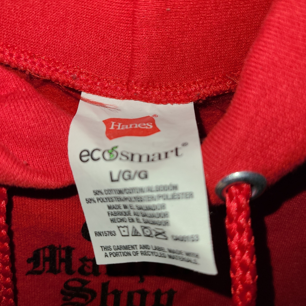 Machine Shop Red Hoodie Mens Sz Large - Picture 4 of 4
